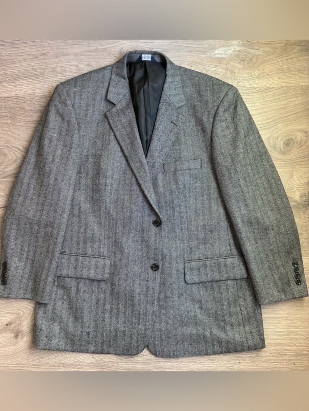 Botany 500 44 Short Gray Herringbone 100% Lambswool Sport Coat Blazer Jacket